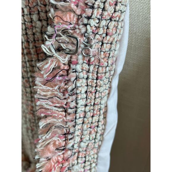 Rebecca Taylor Pink Tweed Fringe Trim Blazer Jacket Women’s Size 10 - Picture 10 of 12